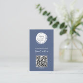 Carte De Visite Code QR Business Logo Bleu Moderne (Debout devant)