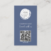 Carte De Visite Code QR Business Logo Bleu Moderne (Devant)