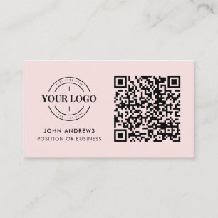 Carte De Visite Code QR Business Logo Professionnel Blush Pink Chi