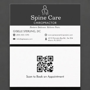 Carte De Visite Code QR Cabinet Chiropratique Logo Colonne Vertébr
