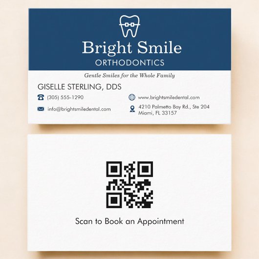 Carte De Visite Code QR Cabinet d'orthodontie moderne