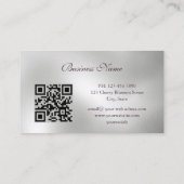 Carte De Visite Code QR | Cerisiers Fleurs Roses Argent  (Dos)