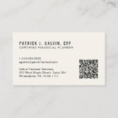 Carte De Visite Code QR CFP Certified Financial Planner (Devant)