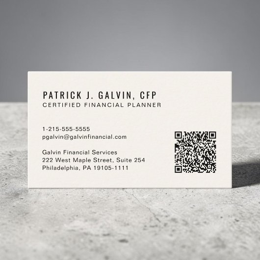 Carte De Visite Code QR CFP Certified Financial Planner