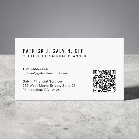 Carte De Visite Code QR CFP Certified Financial Planner