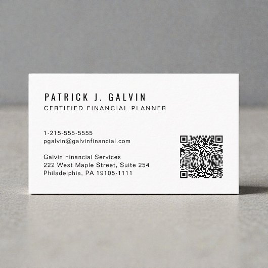 Carte De Visite Code QR CFP Certified Financial Planner