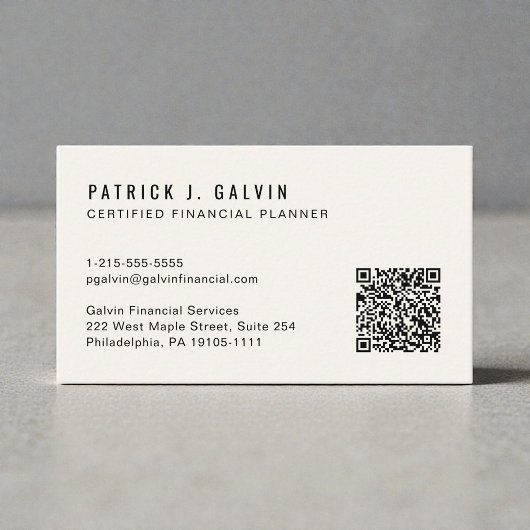 Carte De Visite Code QR CFP Certified Financial Planner
