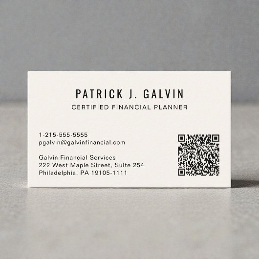Carte De Visite Code QR CFP Certified Financial Planner