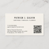 Carte De Visite Code QR CFP Certified Financial Planner (Devant)