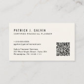 Carte De Visite Code QR CFP Certified Financial Planner (Devant)