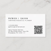 Carte De Visite Code QR CFP Certified Financial Planner (Devant)