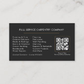 Carte De Visite Code QR Charpentier Menuiserie Noir Or (Dos)