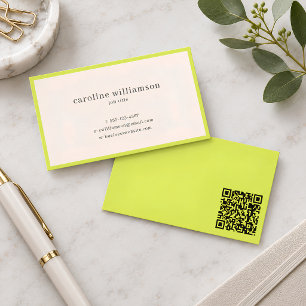 Carte De Visite Code QR Chartreuse Moderne Minimaliste Professionn