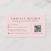Carte De Visite Code QR Cheveux Et Maquillage Rose Pâle (Dos)
