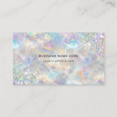 Carte De Visite Code QR Chic Holographique Paillettes Opale Irides (Devant)