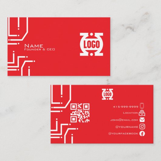 Carte de visite code QR Circuit imprimé RedTech Mo (Devant / Derrière)