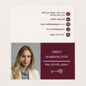Carte De Visite Code QR Clé Classique Agent Immobilier Marron (Extérieur déplié)