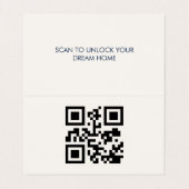 Carte De Visite Code QR Clé Classique Navy Agent Immobilier (Intérieur déplié)