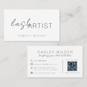 Carte De Visite Code QR Cocoa Script Artiste de Cils Moderne