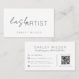 Carte De Visite Code QR Cocoa Script Artiste de Cils Moderne