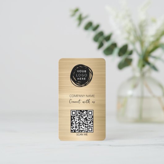 Carte De Visite Code QR Code de l'entreprise Logo Or (Debout devant)
