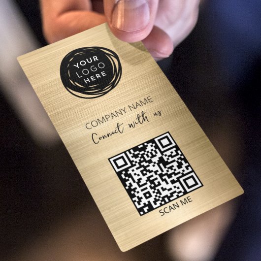 Carte De Visite Code QR Code de l'entreprise Logo Or