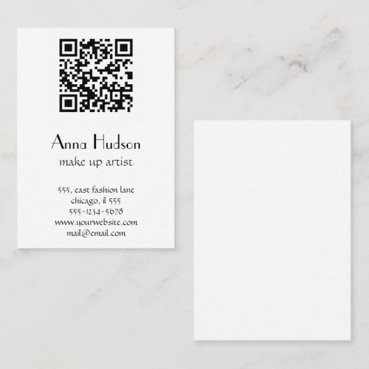 Carte De Visite Code QR, Code de réponse rapide, noir et blanc (Devant / Derrière)