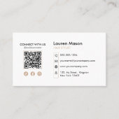 Carte De Visite Code QR Coiffeur Coiffeuse Biege Élégant (Devant)