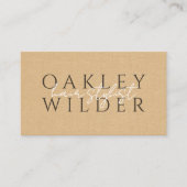 Carte De Visite Code QR Coiffeur Faux Lin Beige (Devant)