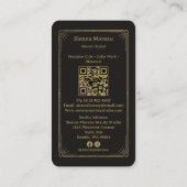 Carte De Visite Code QR Coiffeur Tarot Céleste Rétro Or (Dos)