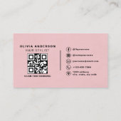 Carte De Visite Code QR Coiffeur Typographie Suède Rose  (Dos)