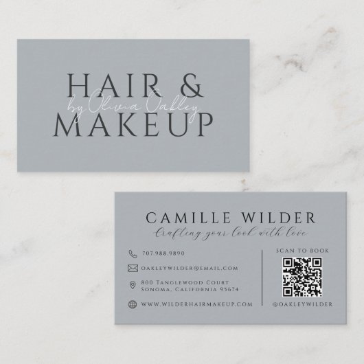 Carte De Visite Code QR Coiffure Et Maquillage Neutre (Devant / Derrière)