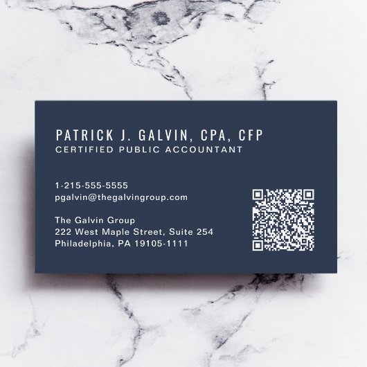 Carte De Visite Code QR comptable CPA Bleu