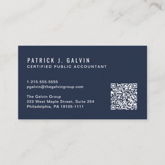 Carte De Visite Code QR comptable CPA Bleu (Devant)