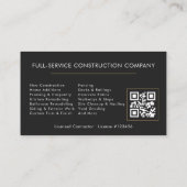 Carte De Visite Code QR Construction Builder Noir Or (Dos)