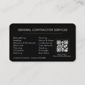 Carte De Visite Code QR Construction Générale Noir Or (Dos)