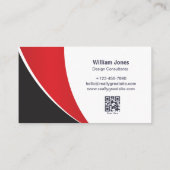 Carte De Visite Code QR Consultant d'Entreprise Moderne Rouge et N (Dos)