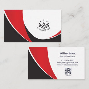 Carte De Visite Code QR Consultant d'Entreprise Moderne Rouge et N