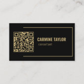 Carte De Visite Code QR Consultant Noir et Or (Devant)