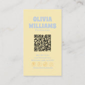 Carte De Visite Code QR couleur pastel rétro bohème floral (Dos)