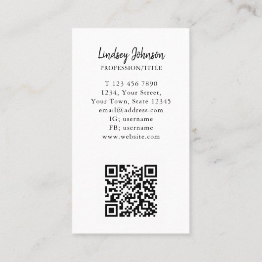 Carte De Visite Code QR couleur profession (Dos)