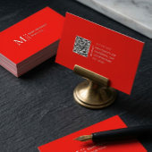 Carte De Visite Code QR Couleur Uni Moderne Rouge Pomme Bonbon Mod