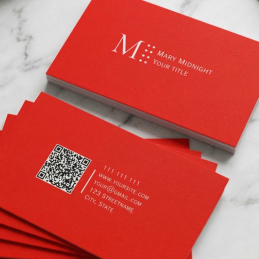 Carte De Visite Code QR Couleur Uni Moderne Rouge Pomme Bonbon Mod