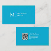 Carte De Visite Code QR couleur unie bleu vif moderne élégant (Devant / Derrière)