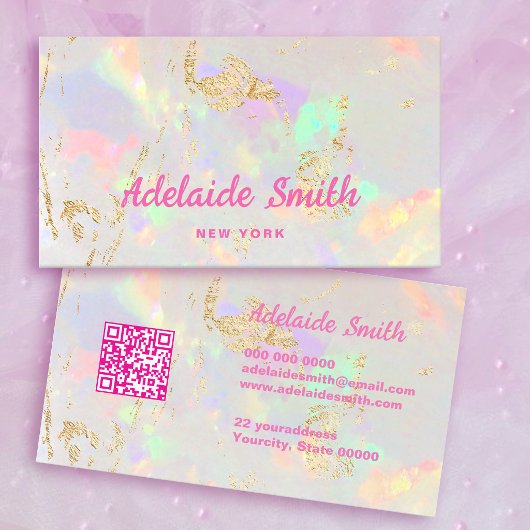 Carte De Visite code QR couleurs pastel texture opale