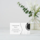 Carte De Visite Code QR Cours de Guitare Noir Blanc  (Debout devant)