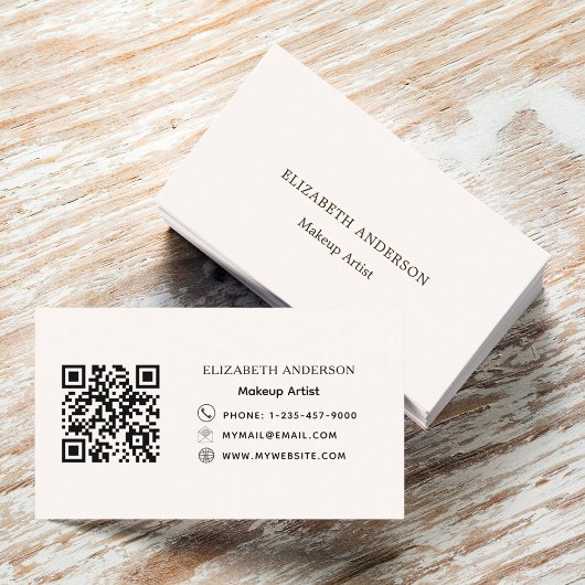 Carte De Visite Code qr crème beige