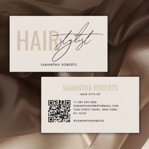 Carte De Visite Code QR crème de coiffeur moderne