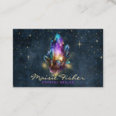 Carte De Visite Code QR Cristal Guérisseur Reiki Étoiles Célestes (Devant)