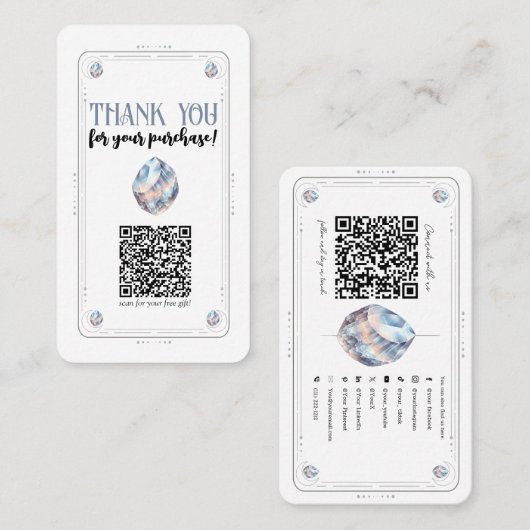 Carte De Visite Code QR Crystal iridescent Moonstone pour les rése (Devant / Derrière)